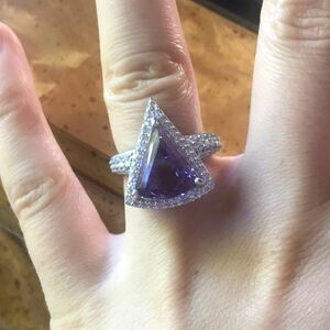 Natural African Amethyst Sterling Silver Cocktail Ring Size 7
